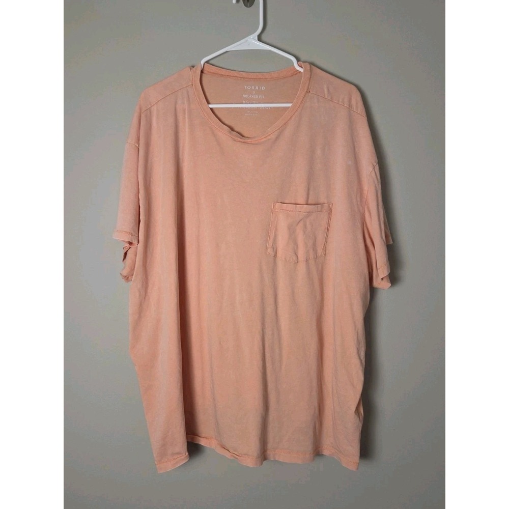 Torrid Relaxed Fit Orange Peach Short Sleeve Pocket Tee Shirt Plus Size 3X - Picture 2 of 4